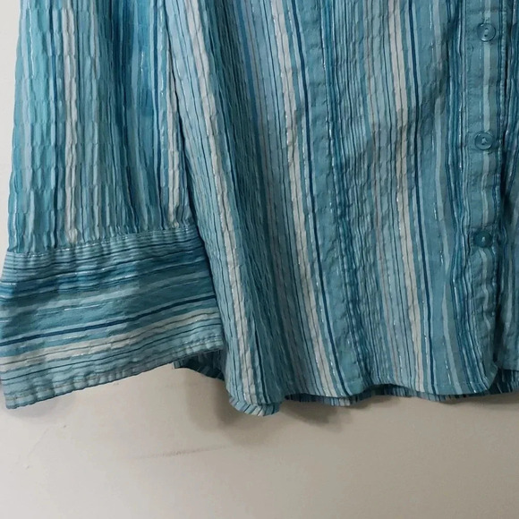 JM Collection Blue Button Down - Picture 6 of 13